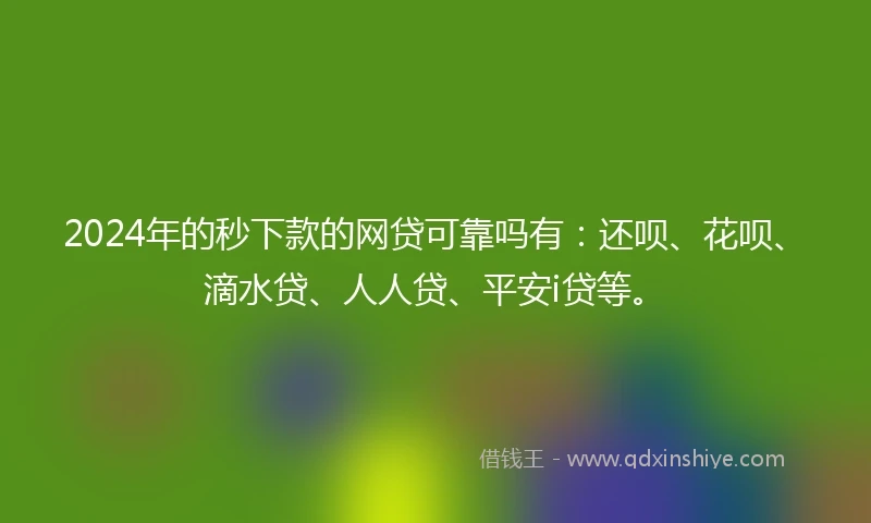 2024年的秒下款的网贷可靠吗有：还呗、花呗、滴水贷、人人贷、平安i贷等。