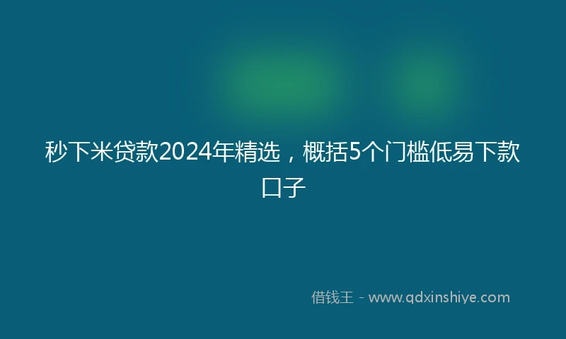 秒下米贷款2024年精选，概括5个门槛低易下款口子