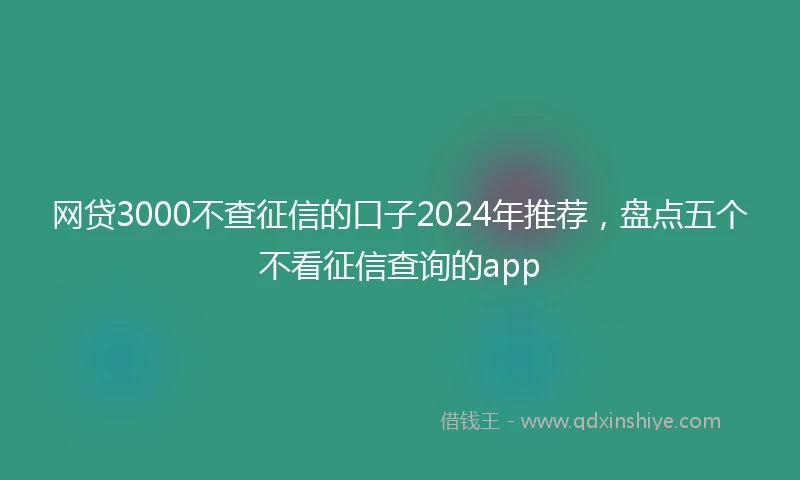 网贷3000不查征信的口子2024年推荐，盘点五个不看征信查询的app