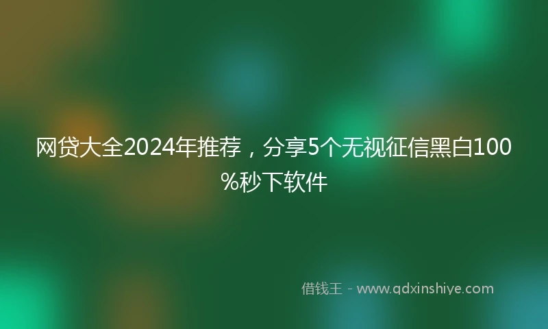 网贷大全2024年推荐，分享5个无视征信黑白100%秒下软件