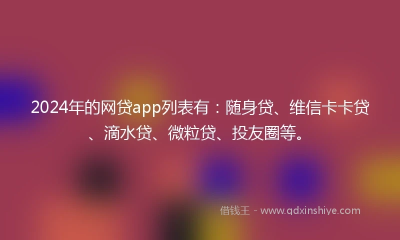 2024年的网贷app列表有：随身贷、维信卡卡贷、滴水贷、微粒贷、投友圈等。