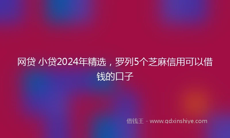网贷 小贷2024年精选，罗列5个芝麻信用可以借钱的口子