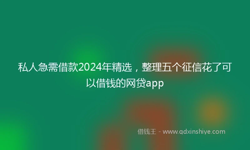 私人急需借款2024年精选，整理五个征信花了可以借钱的网贷app