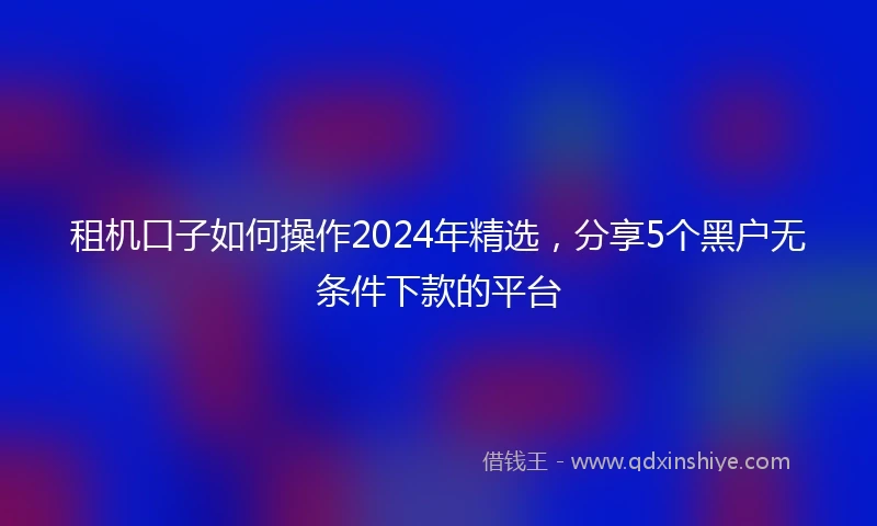 租机口子如何操作2024年精选，分享5个黑户无条件下款的平台