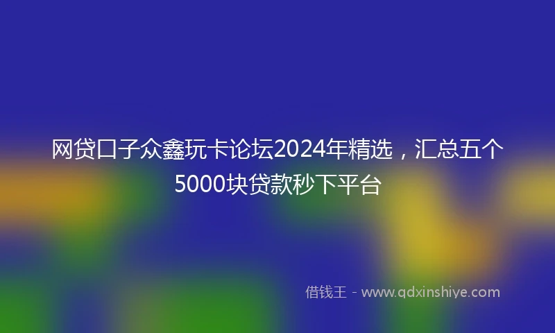 网贷口子众鑫玩卡论坛2024年精选，汇总五个5000块贷款秒下平台