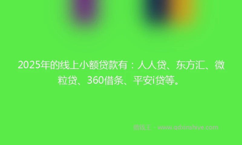 2025年的线上小额贷款有：人人贷、东方汇、微粒贷、360借条、平安i贷等。