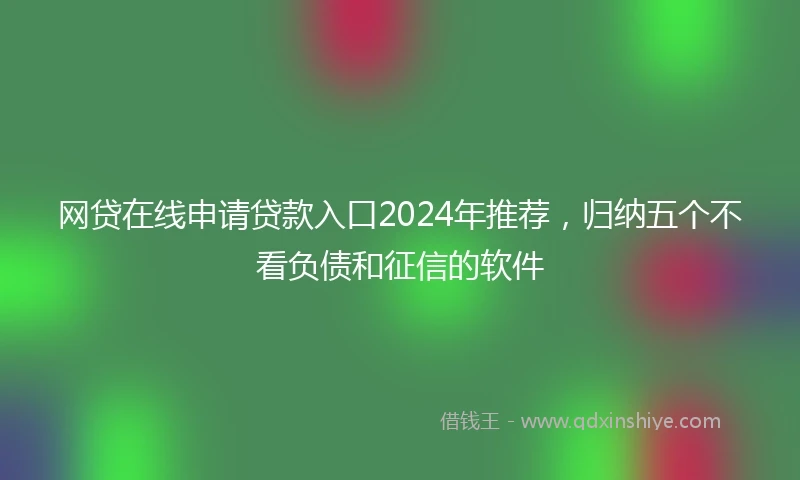 网贷在线申请贷款入口2024年推荐，归纳五个不看负债和征信的软件