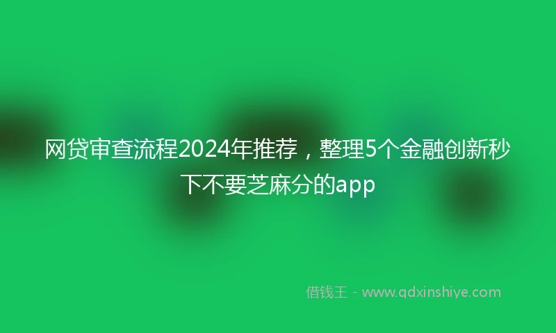 网贷审查流程2024年推荐，整理5个金融创新秒下不要芝麻分的app