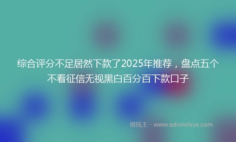 综合评分不足居然下款了2025年推荐，盘点五个不看征信无视黑白百分百下款口子