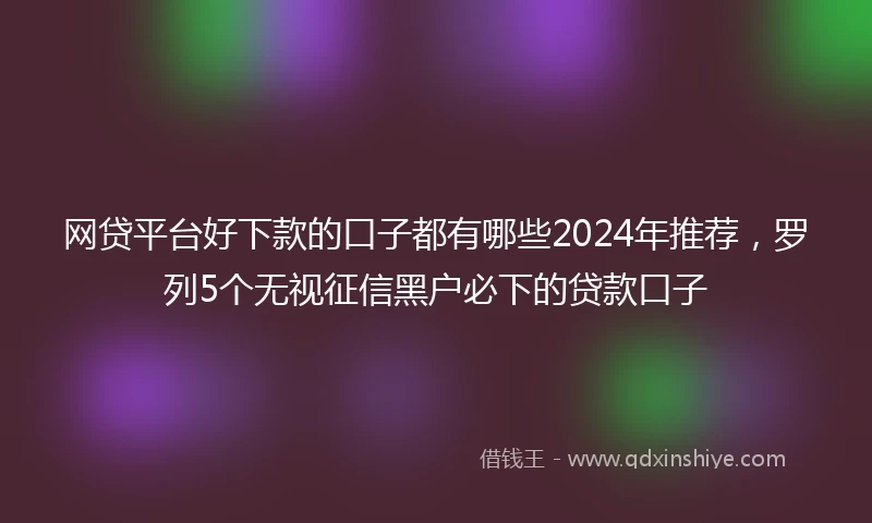 网贷平台好下款的口子都有哪些2024年推荐，罗列5个无视征信黑户必下的贷款口子