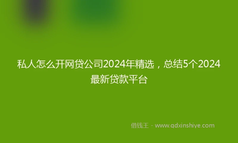私人怎么开网贷公司2024年精选，总结5个2024最新贷款平台