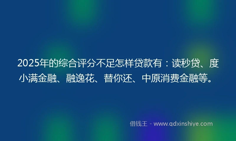 2025年的综合评分不足怎样贷款有：读秒贷、度小满金融、融逸花、替你还、中原消费金融等。