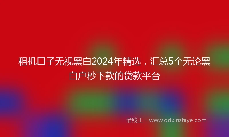 租机口子无视黑白2024年精选，汇总5个无论黑白户秒下款的贷款平台