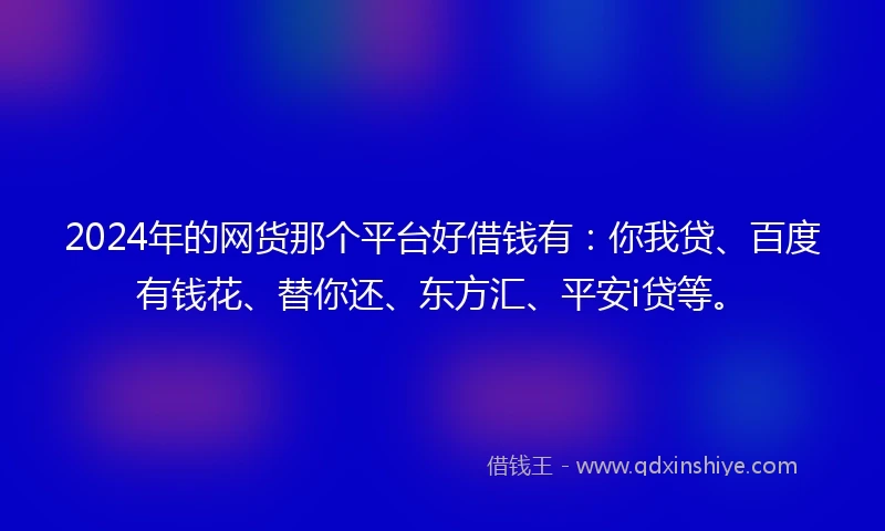 2024年的网货那个平台好借钱有：你我贷、百度有钱花、替你还、东方汇、平安i贷等。