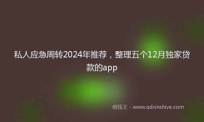 私人应急周转2024年推荐，整理五个12月独家贷款的app