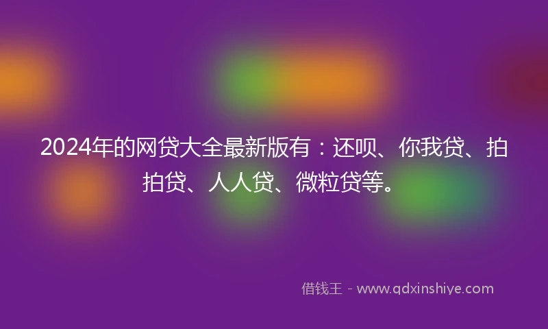 2024年的网贷大全最新版有：还呗、你我贷、拍拍贷、人人贷、微粒贷等。
