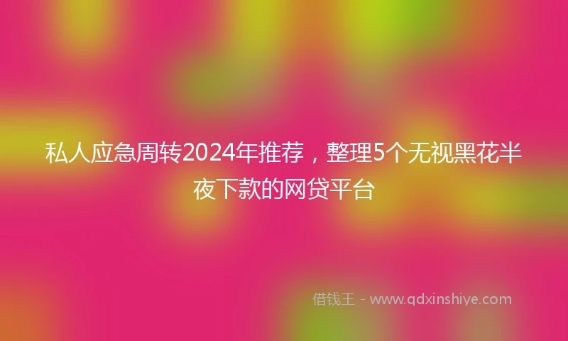 私人应急周转2024年推荐，整理5个无视黑花半夜下款的网贷平台