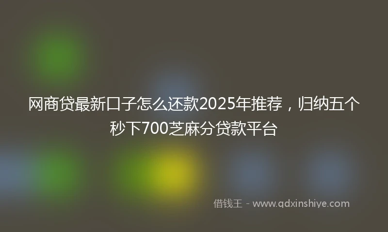 网商贷最新口子怎么还款2025年推荐，归纳五个秒下700芝麻分贷款平台