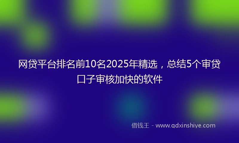 网贷平台排名前10名2025年精选，总结5个审贷口子审核加快的软件