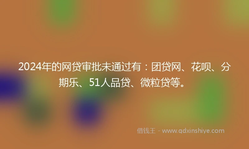 2024年的网贷审批未通过有：团贷网、花呗、分期乐、51人品贷、微粒贷等。
