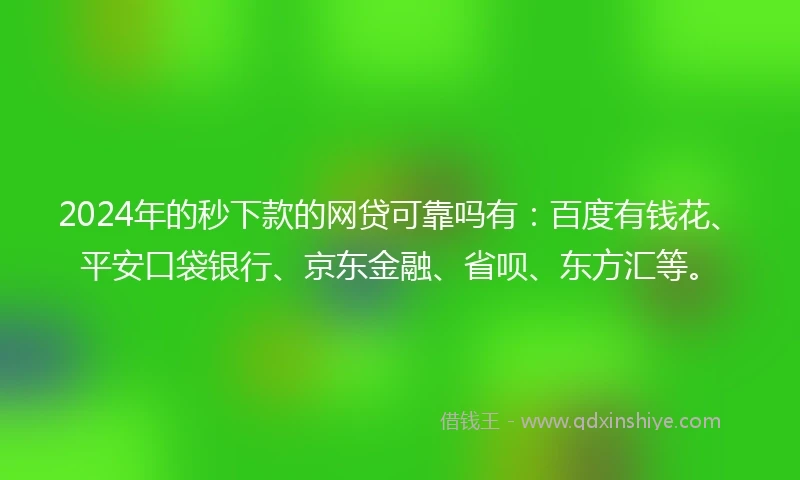 2024年的秒下款的网贷可靠吗有：百度有钱花、平安口袋银行、京东金融、省呗、东方汇等。