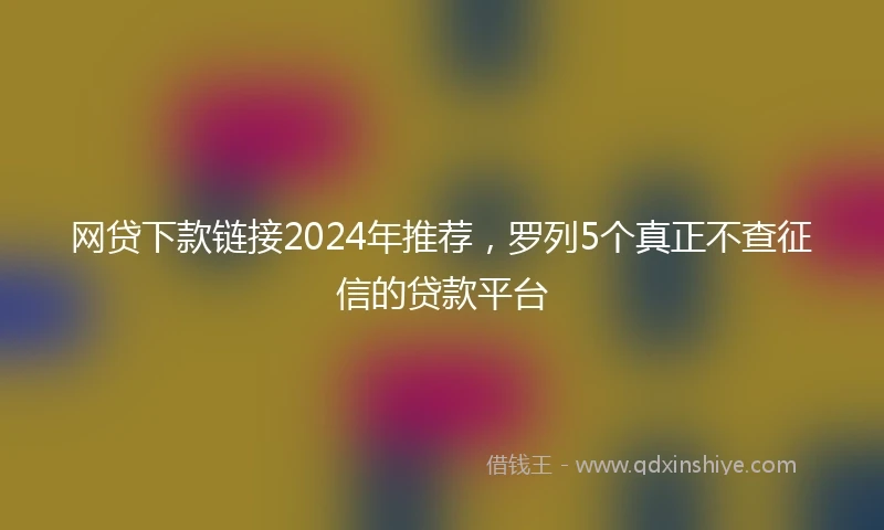 网贷下款链接2024年推荐，罗列5个真正不查征信的贷款平台