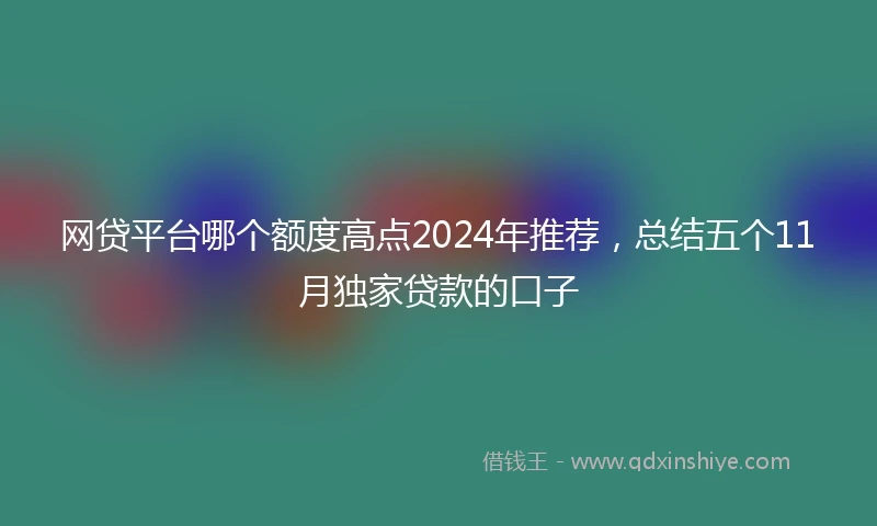 网贷平台哪个额度高点2024年推荐，总结五个11月独家贷款的口子