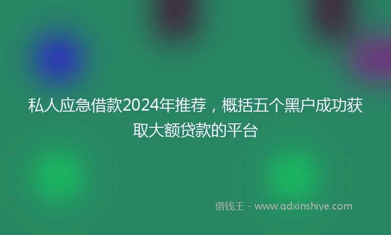 私人应急借款2024年推荐，概括五个黑户成功获取大额贷款的平台