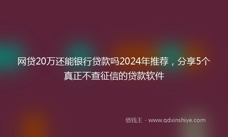 网贷20万还能银行贷款吗2024年推荐，分享5个真正不查征信的贷款软件