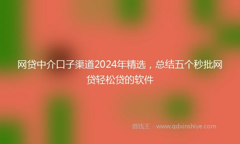 网贷中介口子渠道2024年精选,总结五个秒批网贷轻松贷的软件