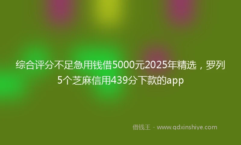 综合评分不足急用钱借5000元2025年精选，罗列5个芝麻信用439分下款的app