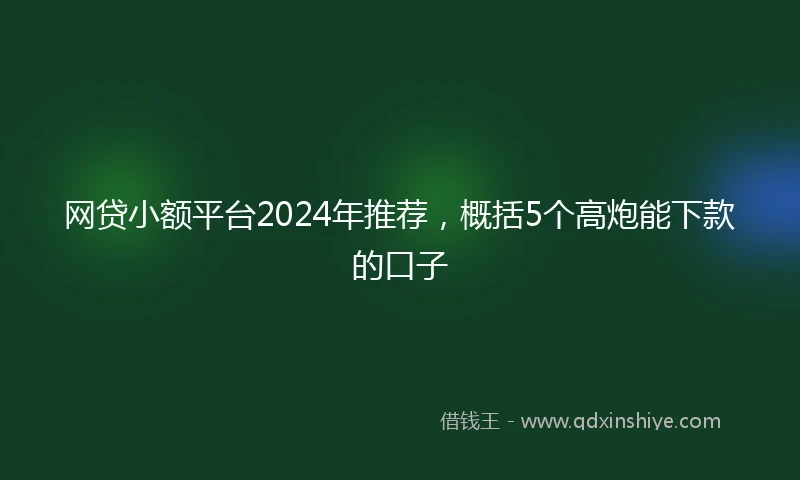 网贷小额平台2024年推荐，概括5个高炮能下款的口子
