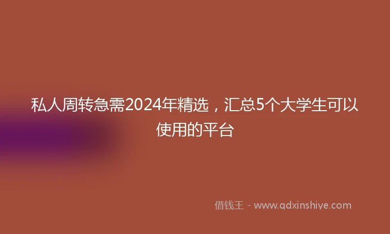 私人周转急需2024年精选，汇总5个大学生可以使用的平台