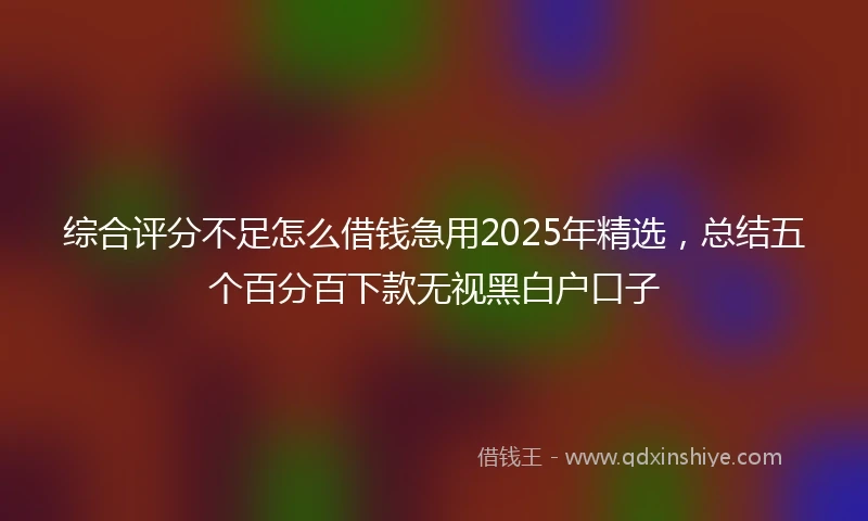 综合评分不足怎么借钱急用2025年精选，总结五个百分百下款无视黑白户口子