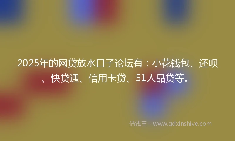 2025年的网贷放水口子论坛有：小花钱包、还呗、快贷通、信用卡贷、51人品贷等。