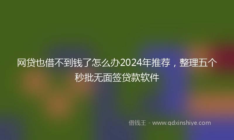 网贷也借不到钱了怎么办2024年推荐，整理五个秒批无面签贷款软件