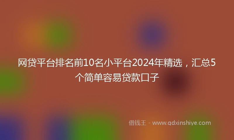 网贷平台排名前10名小平台2024年精选，汇总5个简单容易贷款口子