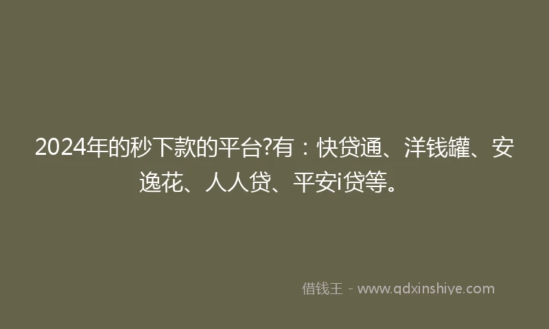 2024年的秒下款的平台?有：快贷通、洋钱罐、安逸花、人人贷、平安i贷等。