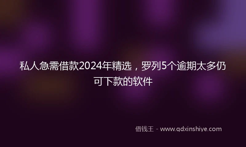 私人急需借款2024年精选，罗列5个逾期太多仍可下款的软件