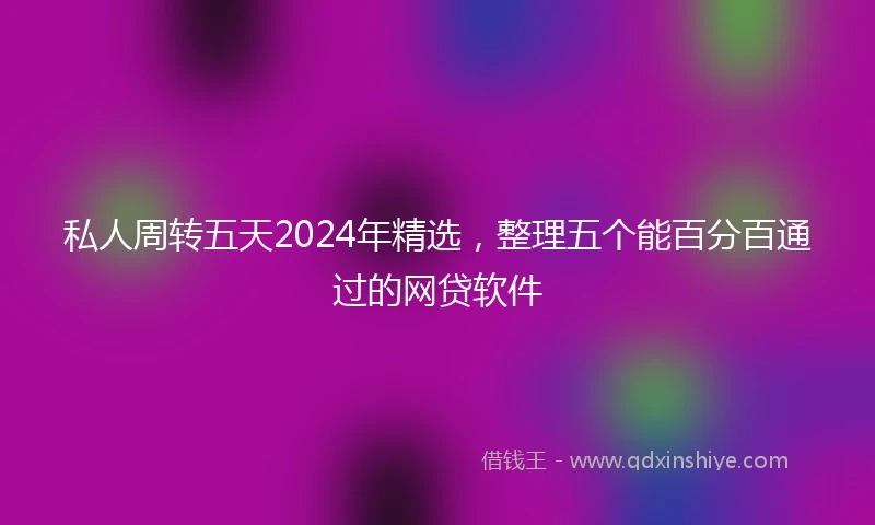 私人周转五天2024年精选，整理五个能百分百通过的网贷软件