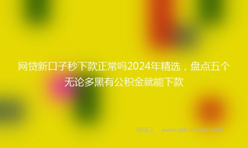 网贷新口子秒下款正常吗2024年精选，盘点五个无论多黑有公积金就能下款