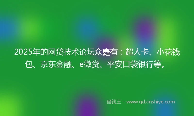 2025年的网贷技术论坛众鑫有：超人卡、小花钱包、京东金融、e微贷、平安口袋银行等。