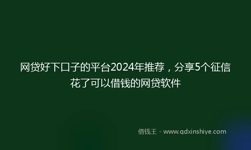网贷好下口子的平台2024年推荐，分享5个征信花了可以借钱的网贷软件