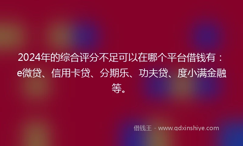 2024年的综合评分不足可以在哪个平台借钱有：e微贷、信用卡贷、分期乐、功夫贷、度小满金融等。