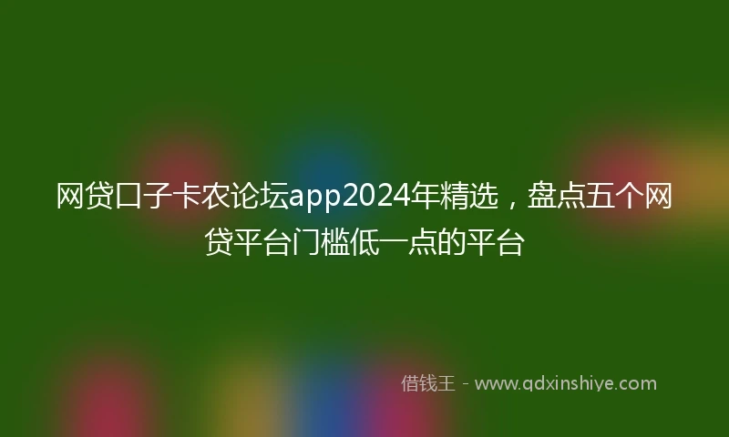 网贷口子卡农论坛app2024年精选，盘点五个网贷平台门槛低一点的平台