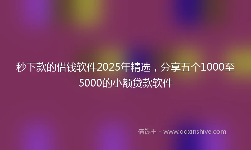 秒下款的借钱软件2025年精选，分享五个1000至5000的小额贷款软件