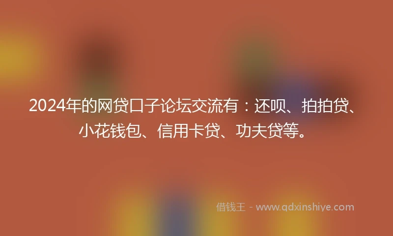 2024年的网贷口子论坛交流有：还呗、拍拍贷、小花钱包、信用卡贷、功夫贷等。
