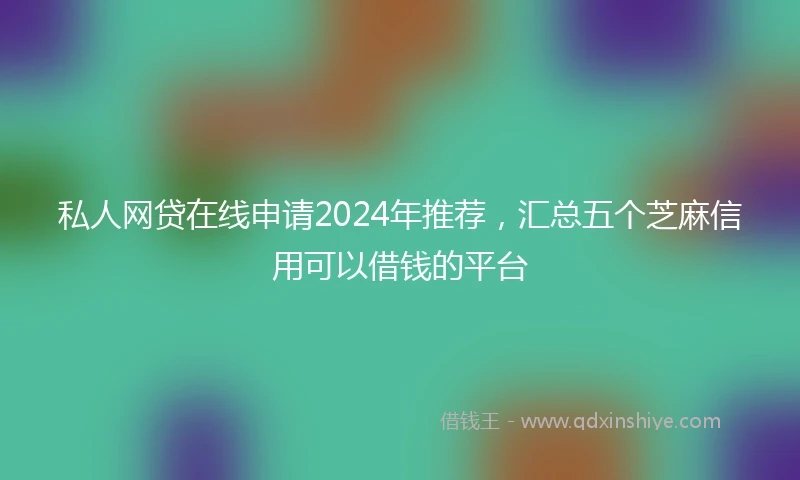 私人网贷在线申请2024年推荐，汇总五个芝麻信用可以借钱的平台