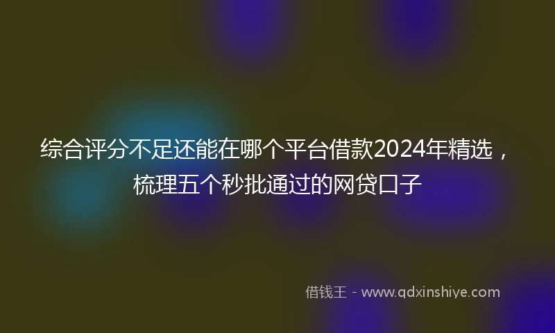 综合评分不足还能在哪个平台借款2024年精选，梳理五个秒批通过的网贷口子