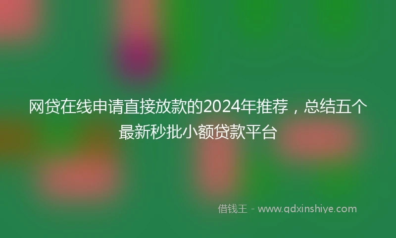 网贷在线申请直接放款的2024年推荐，总结五个最新秒批小额贷款平台